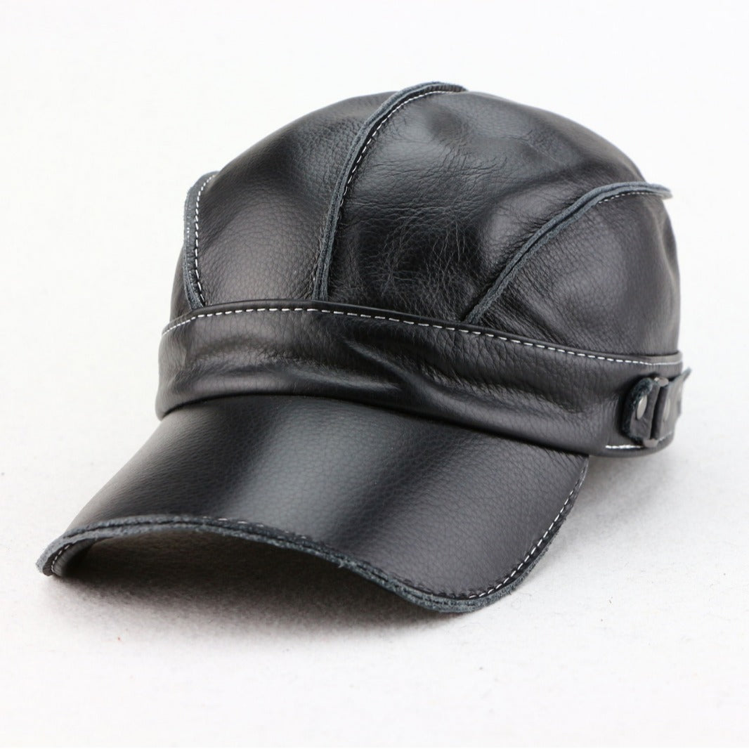 Zhak | Faux Leather Contrast Stitch Cap