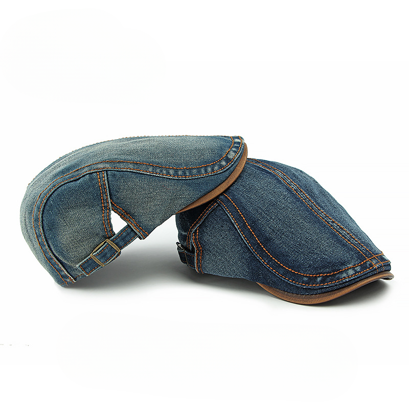 DenvaroCrest | Denim Flat Cap with Contrast Stitching