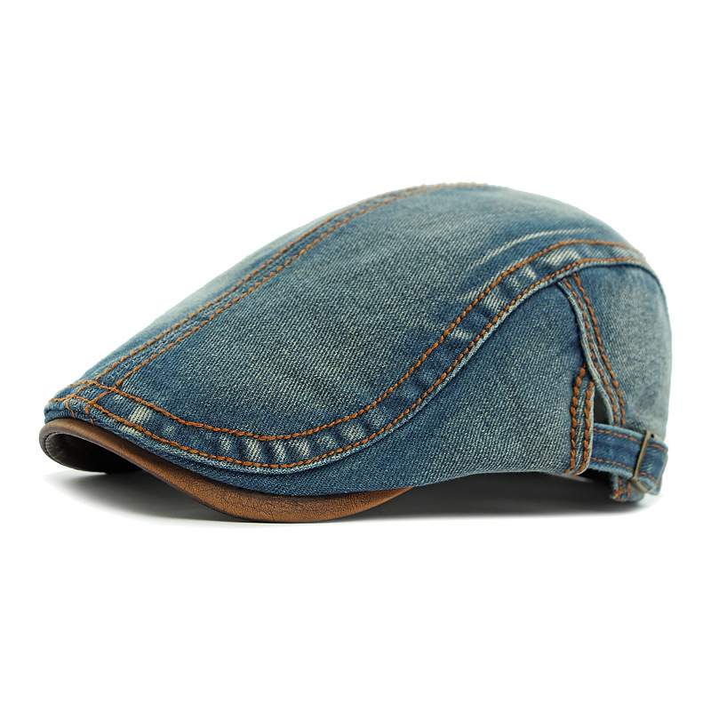 DenvaroCrest | Denim Flat Cap with Contrast Stitching