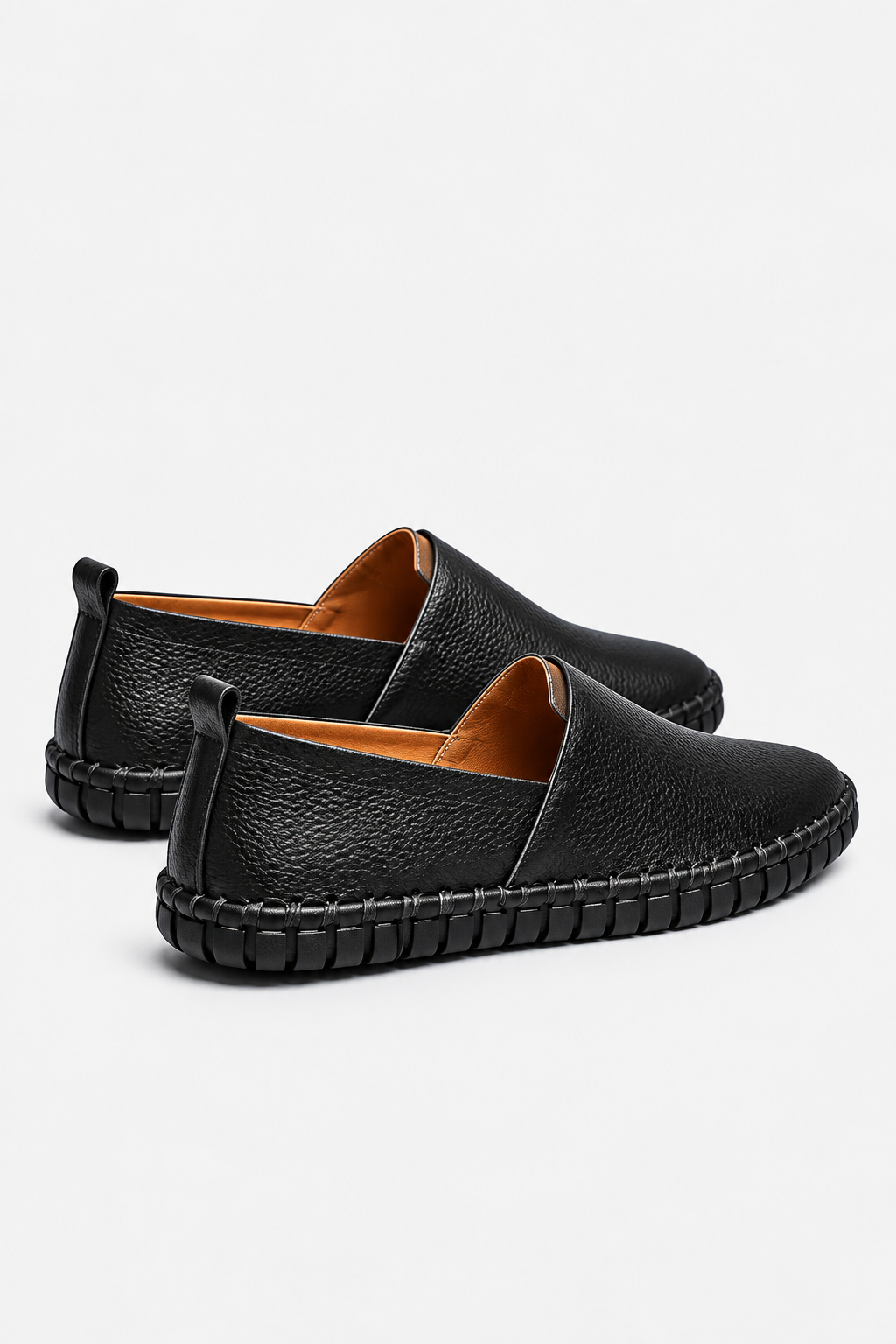 Darrell | Textured Slip-On Loafers with Contrast Stitching