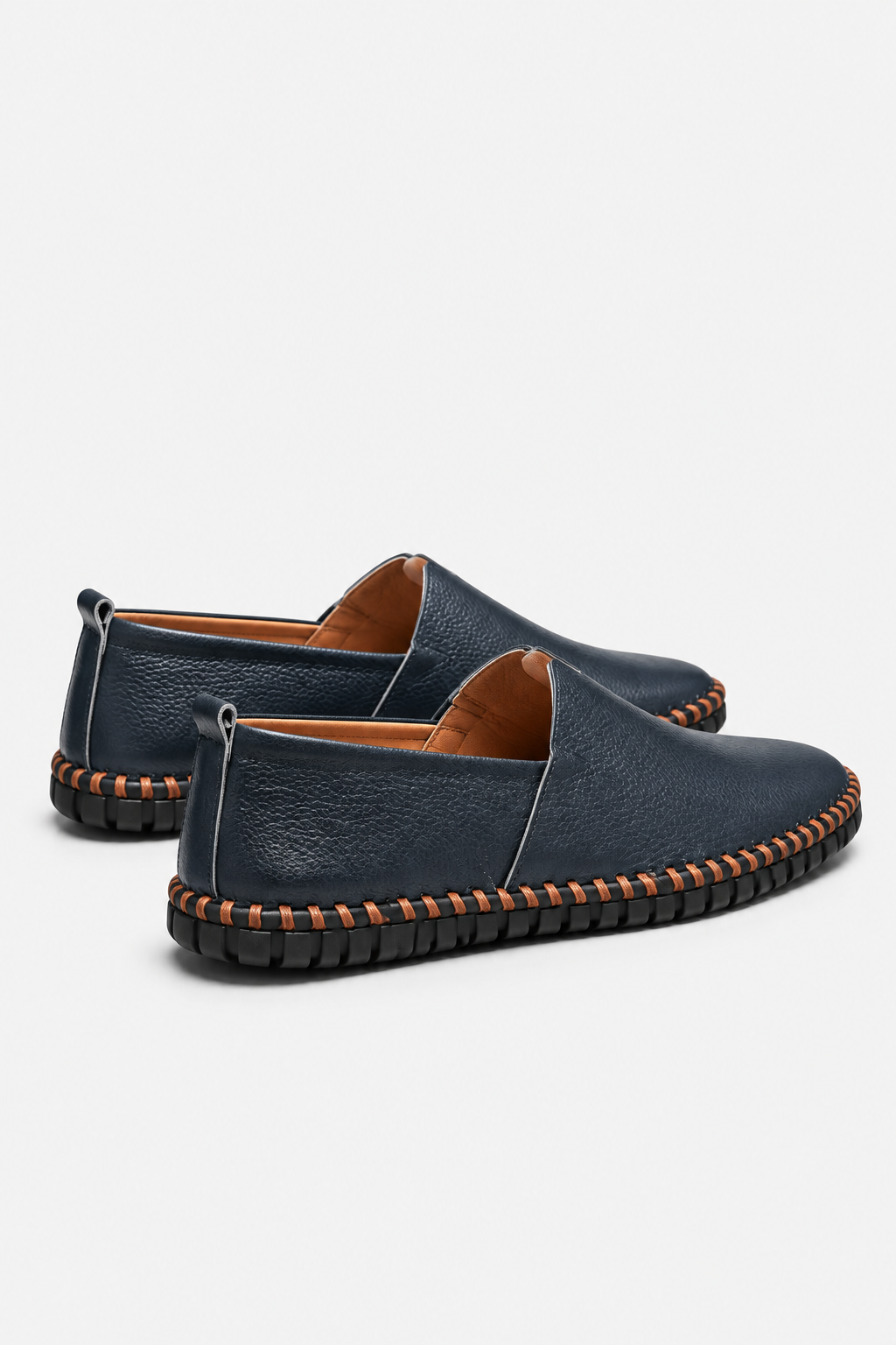 Darrell | Textured Slip-On Loafers with Contrast Stitching
