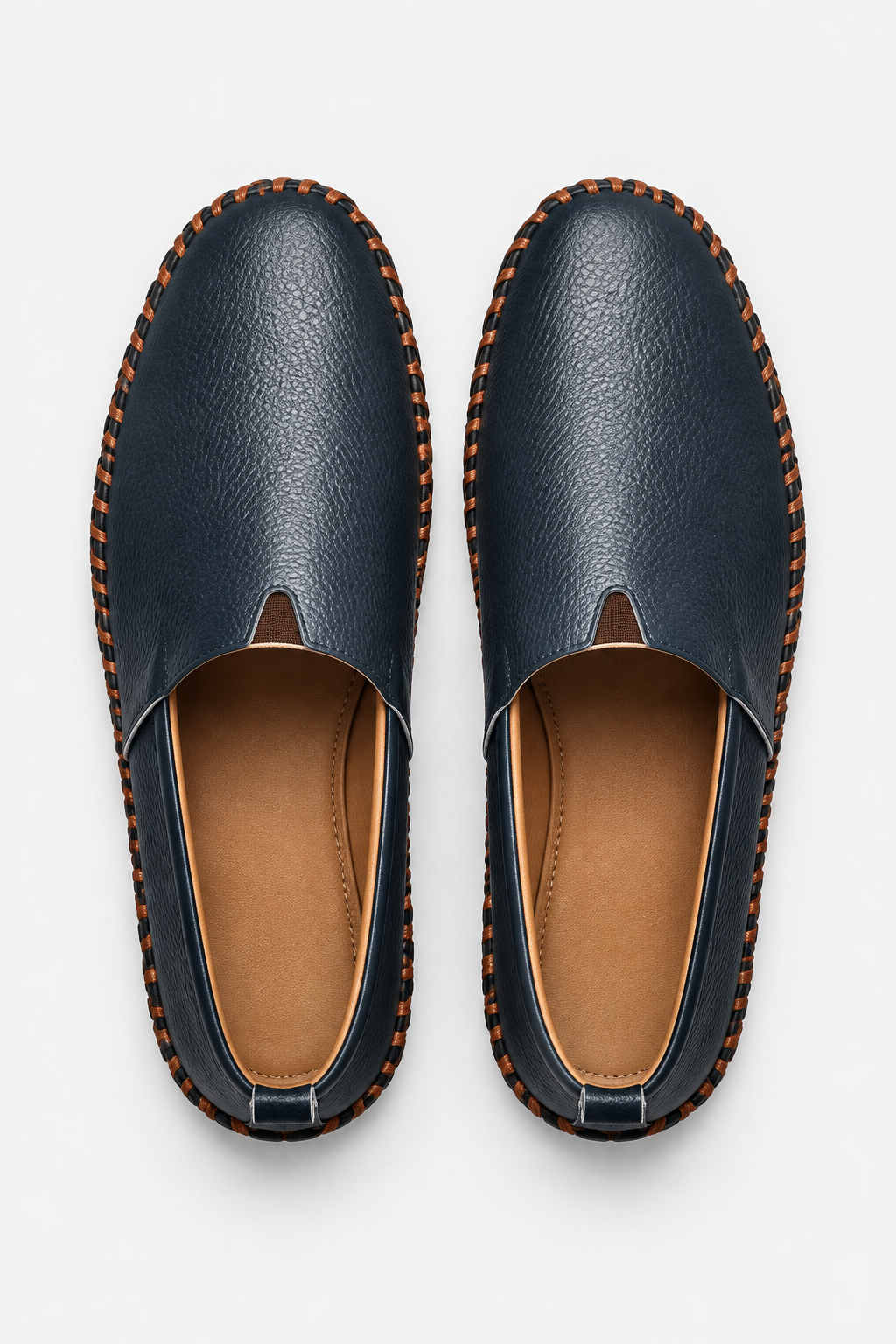 Darrell | Textured Slip-On Loafers with Contrast Stitching