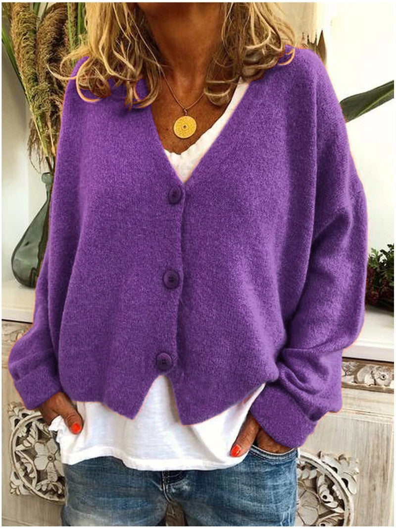 Monique | Button-Front V-Neck Knitted Cardigan