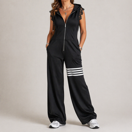 Riane | Hooded Sleeveless Wide Leg Jumpsuit