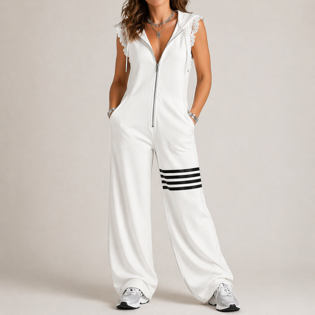 Riane | Hooded Sleeveless Wide Leg Jumpsuit