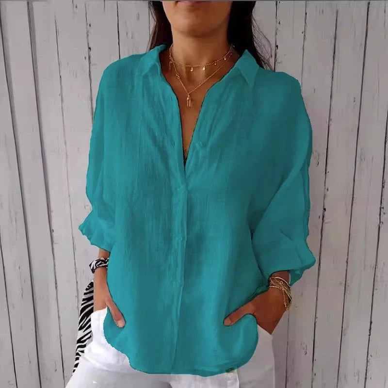 Aelita | Collared Button Front Relaxed Fit Shirt
