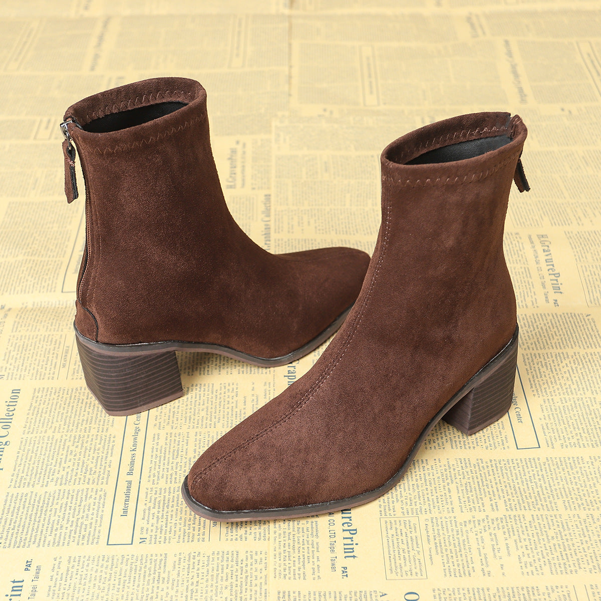 Sheley - Pointed Toe Block Heel Ankle Boots