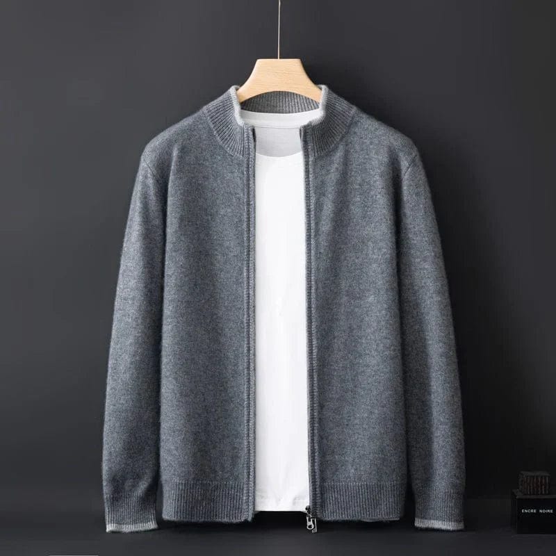 Corbin | Zip Front Stand Collar Knit Cardigan
