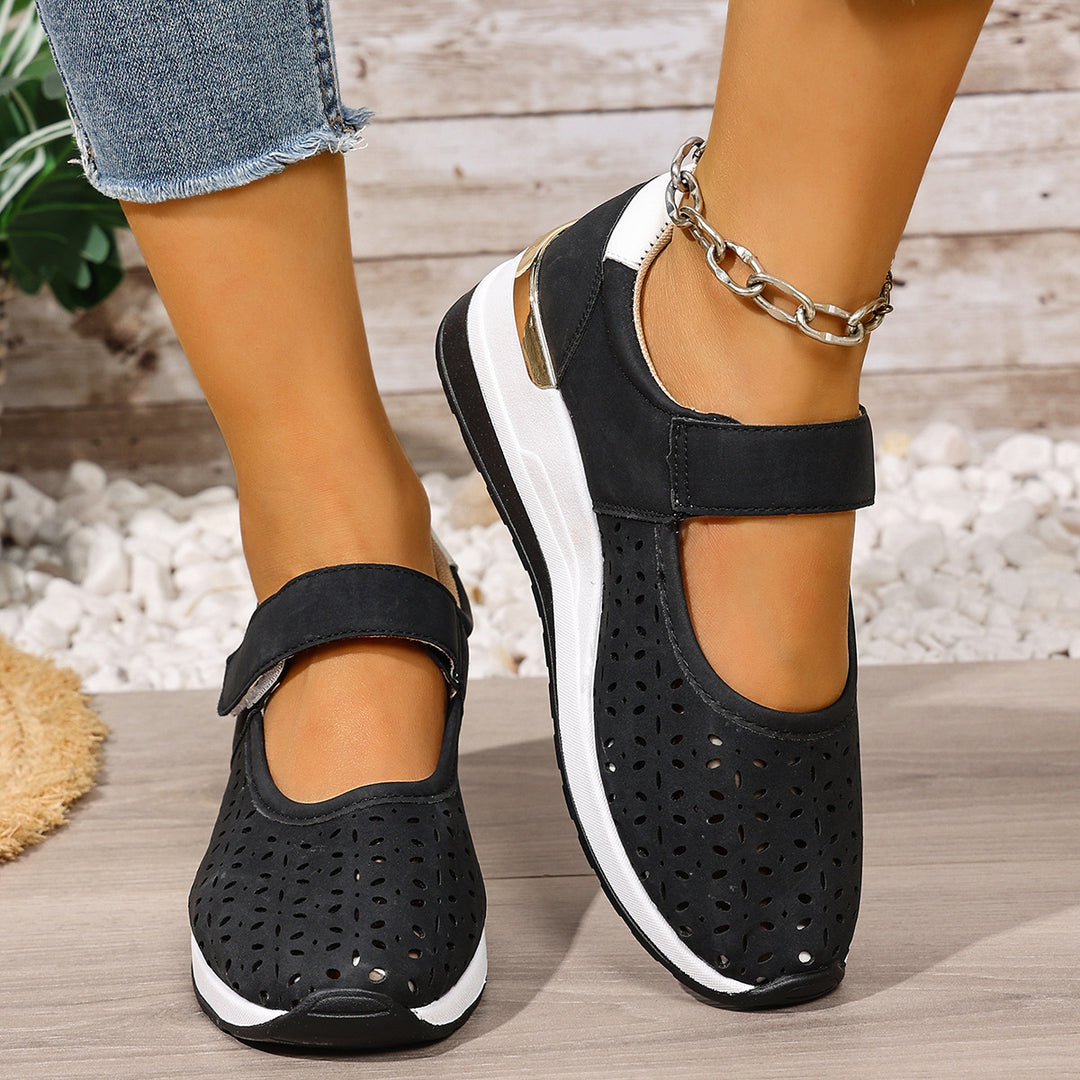 Jessica | Mary Jane Wedge Sneakers with Perforated Upper