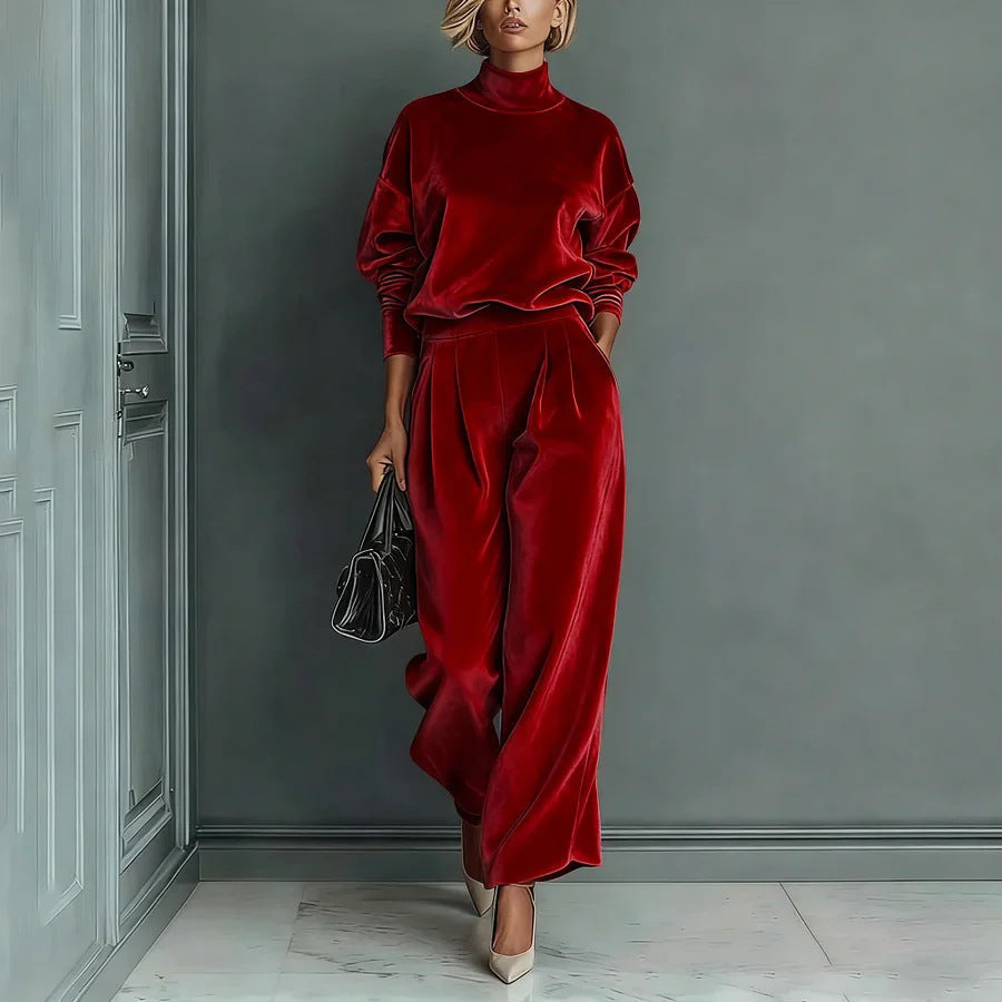 Lironah | High Neck Long Sleeve Two Piece Set