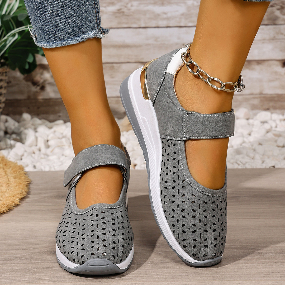 Jessica | Mary Jane Wedge Sneakers with Perforated Upper