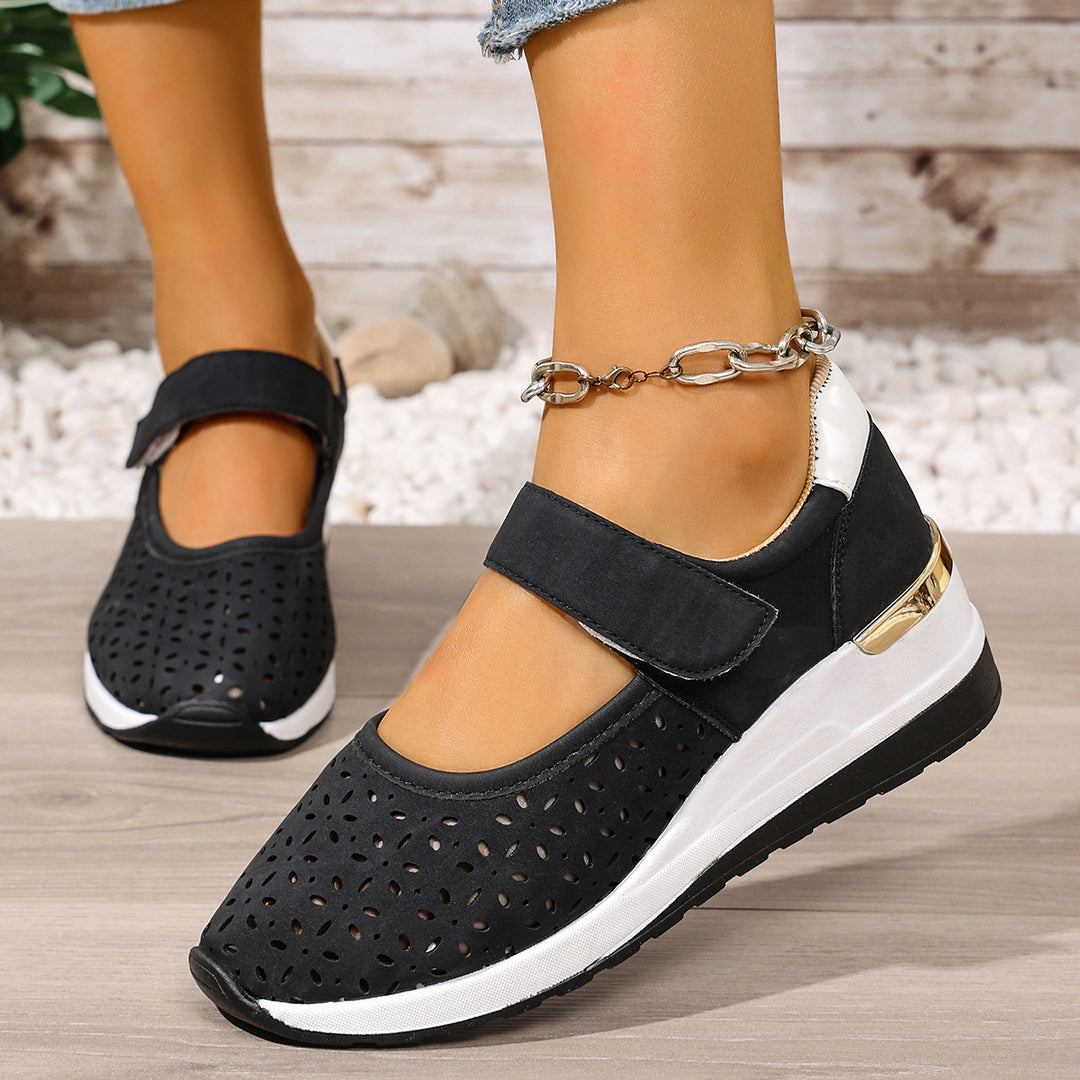 Jessica | Mary Jane Wedge Sneakers with Perforated Upper