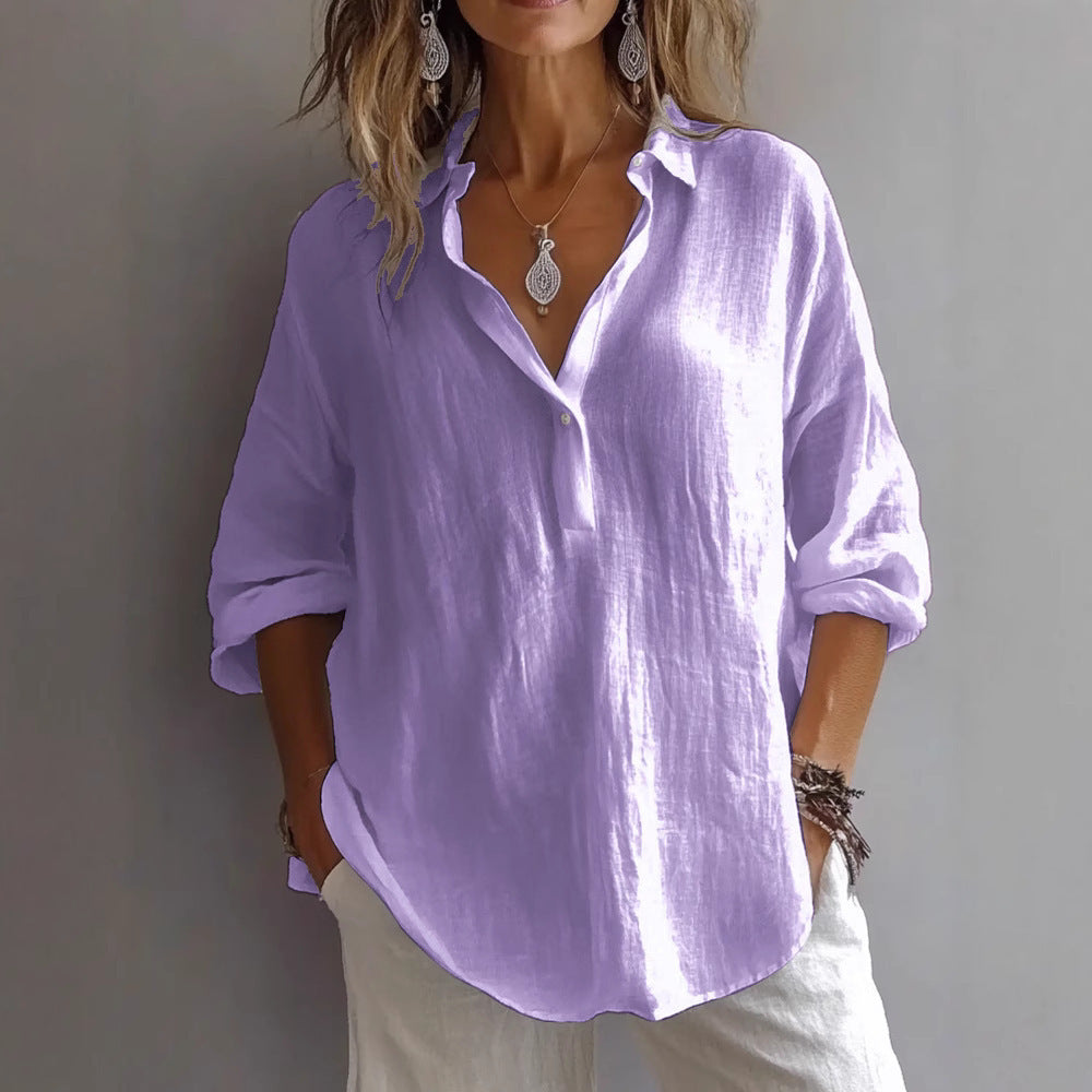 Fotoula | Shirt Long Sleeve Collared Crinkle Top