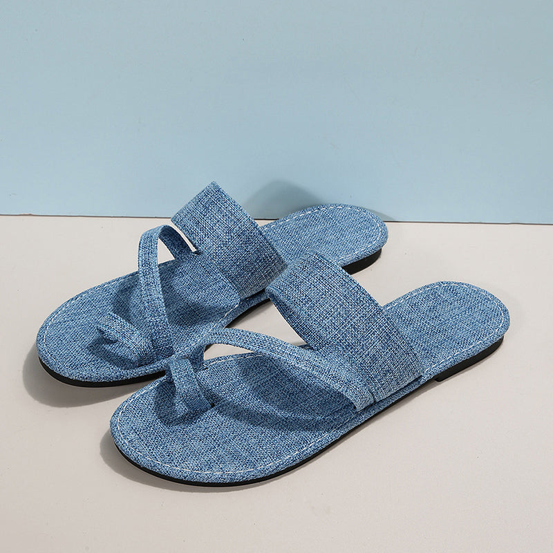 Warona | Blue Cross Strap Flat Sandals