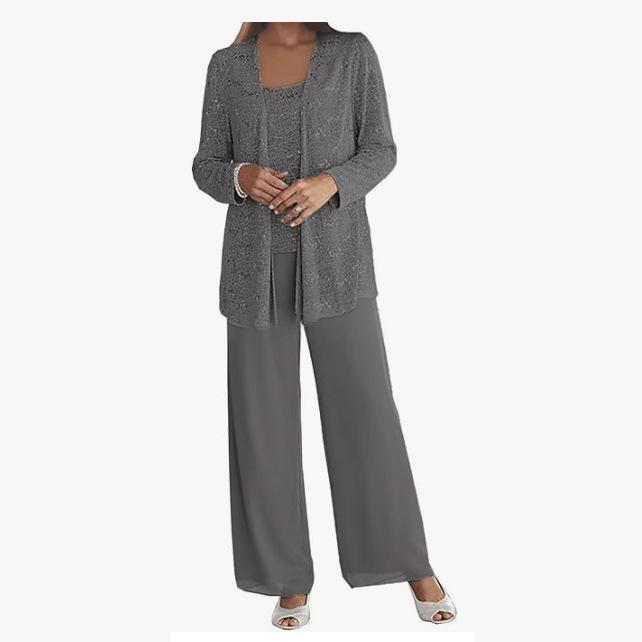 Gimena | Three Piece Trouser Set Shimmer Overlay