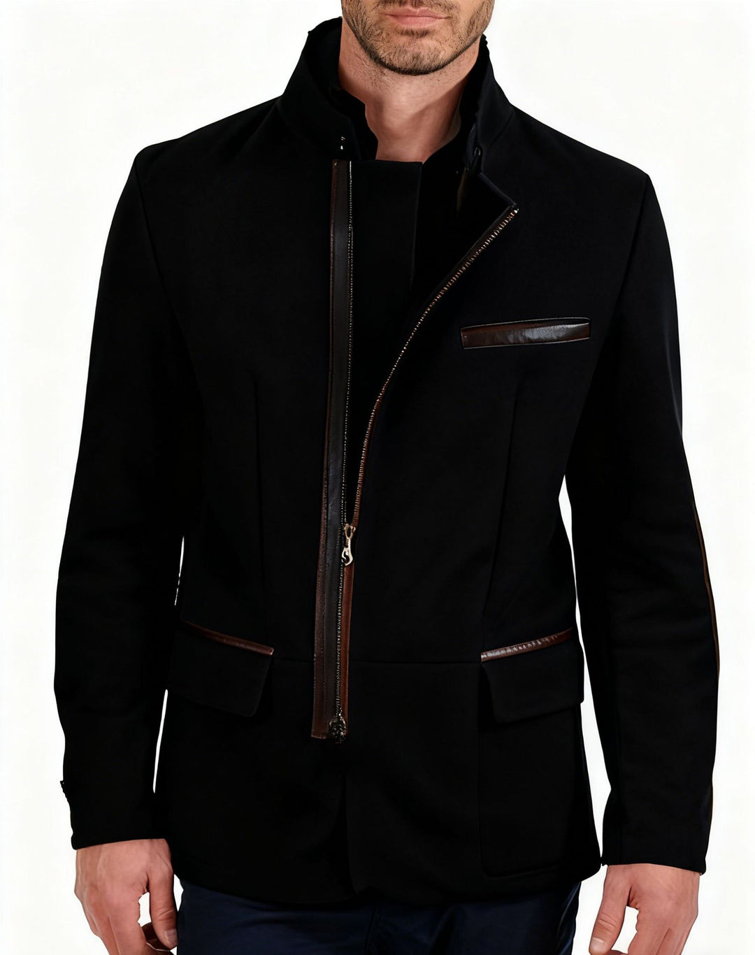 Amarjit | Stand Collar Jacket with Asymmetric Zip