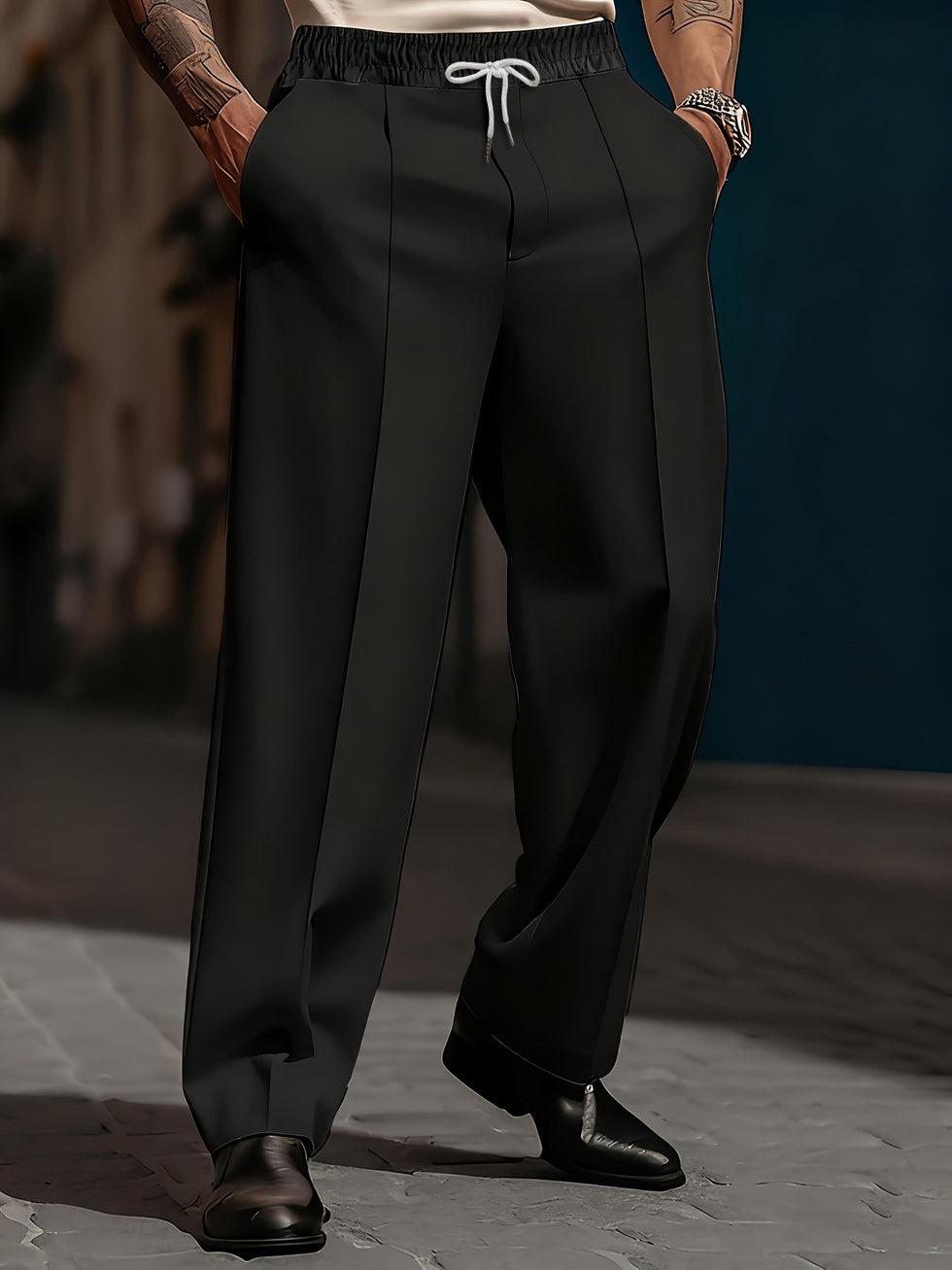 Raimi | Trousers Drawstring Waist Wide Leg Fit