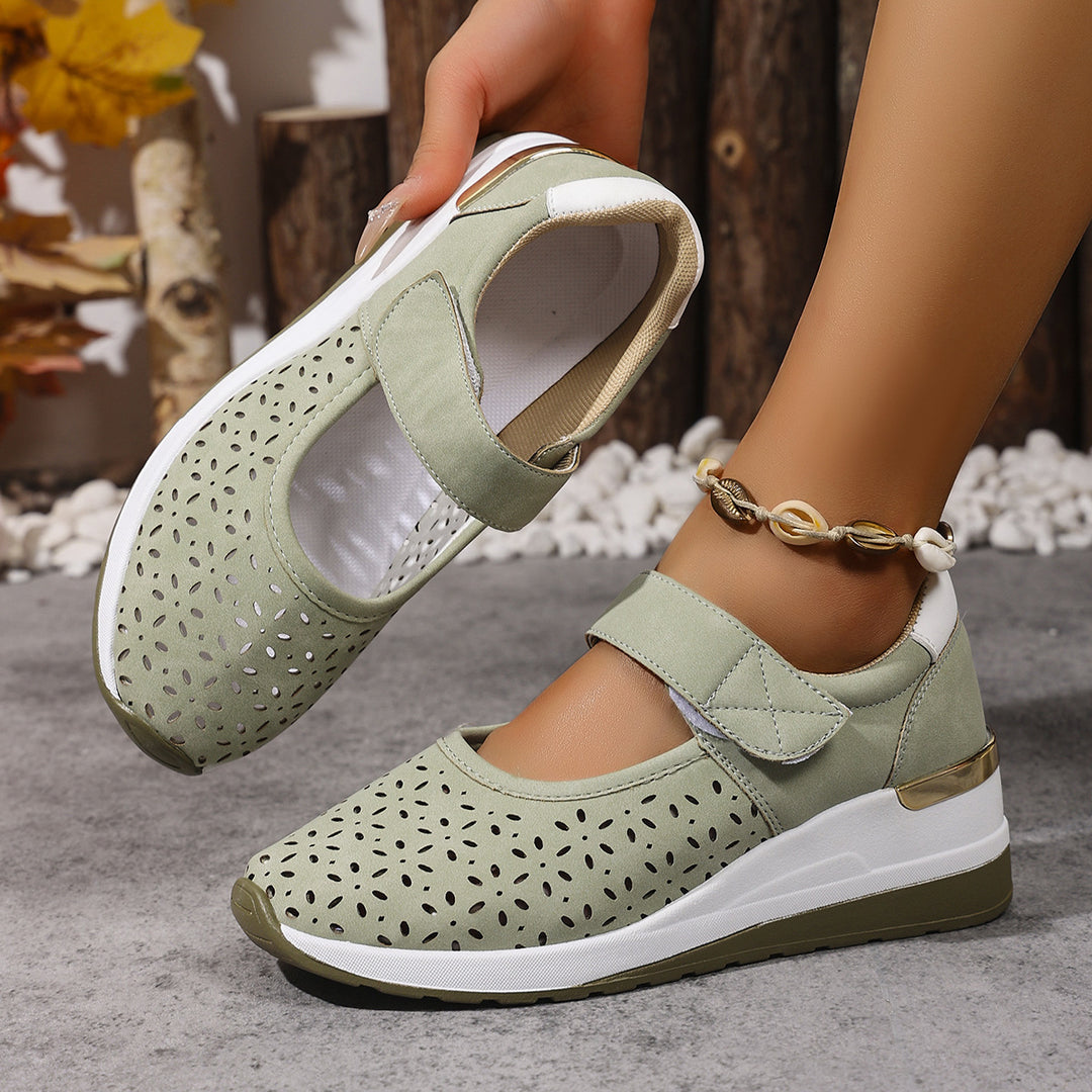 Jessica | Mary Jane Wedge Sneakers with Perforated Upper