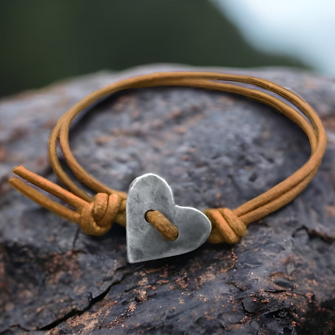 Lovenna | Heart Charm Leather Cord Bracelet