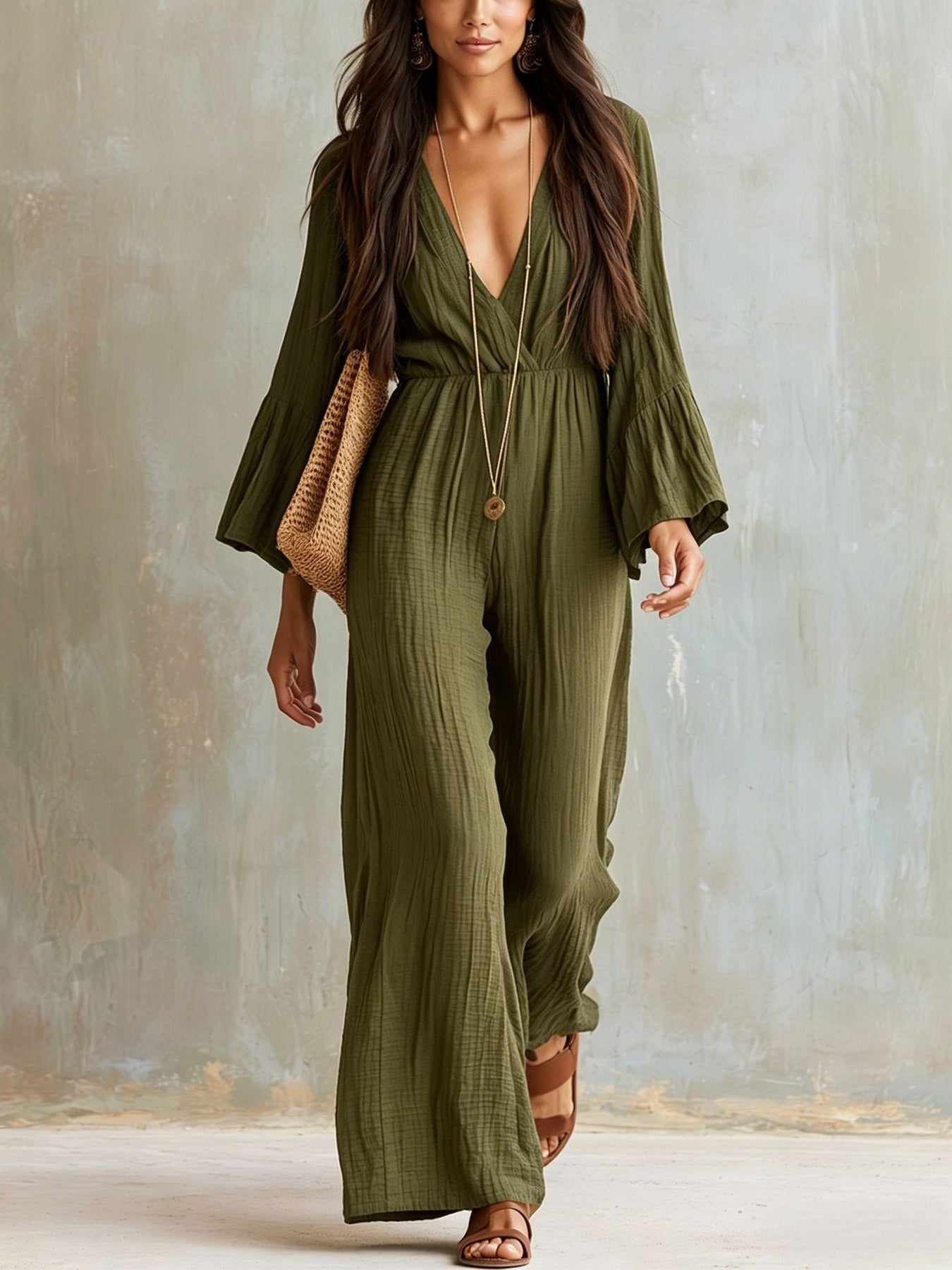 Magdlena | Jumpsuit Wrap V Neck Wide Leg
