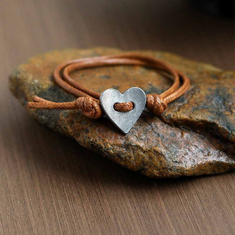 Lovenna | Heart Charm Leather Cord Bracelet