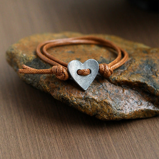 Lovenna | Heart Charm Leather Cord Bracelet