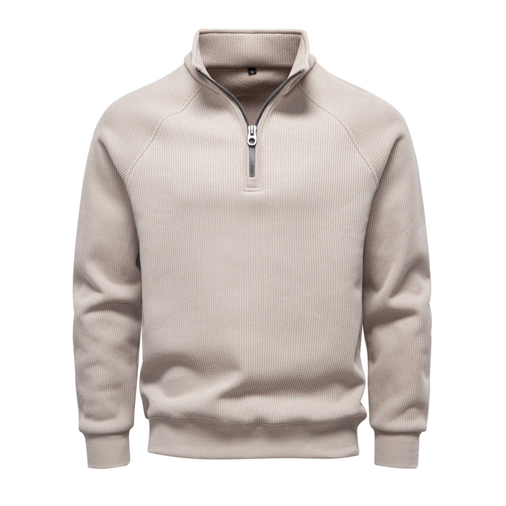 Eduardo | Ribbed Jumper with Quarter Zip and Raglan Sleeves