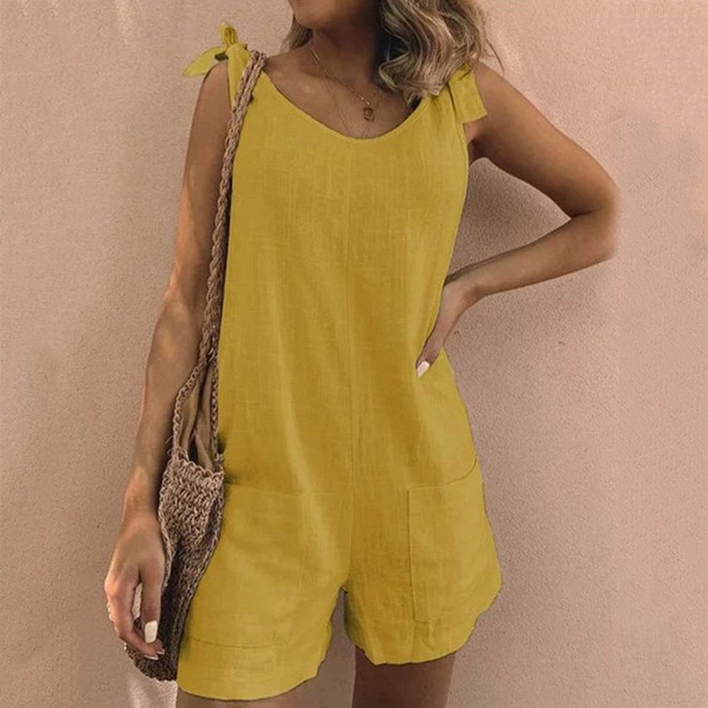 Addison | Sleeveless Bow Strap Pocket Jumpsuit