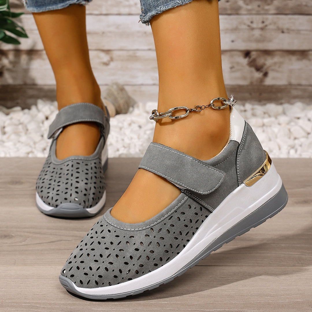 Jessica | Mary Jane Wedge Sneakers with Perforated Upper
