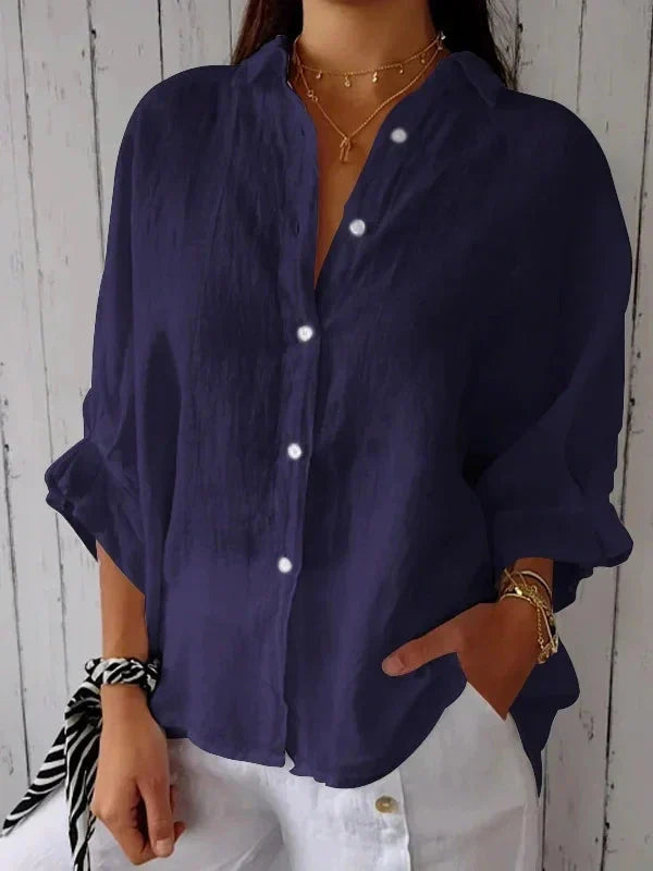Aelita | Collared Button Front Relaxed Fit Shirt