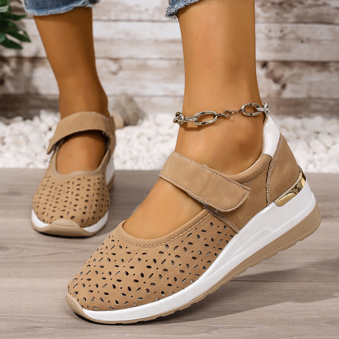 Jessica | Mary Jane Wedge Sneakers with Perforated Upper
