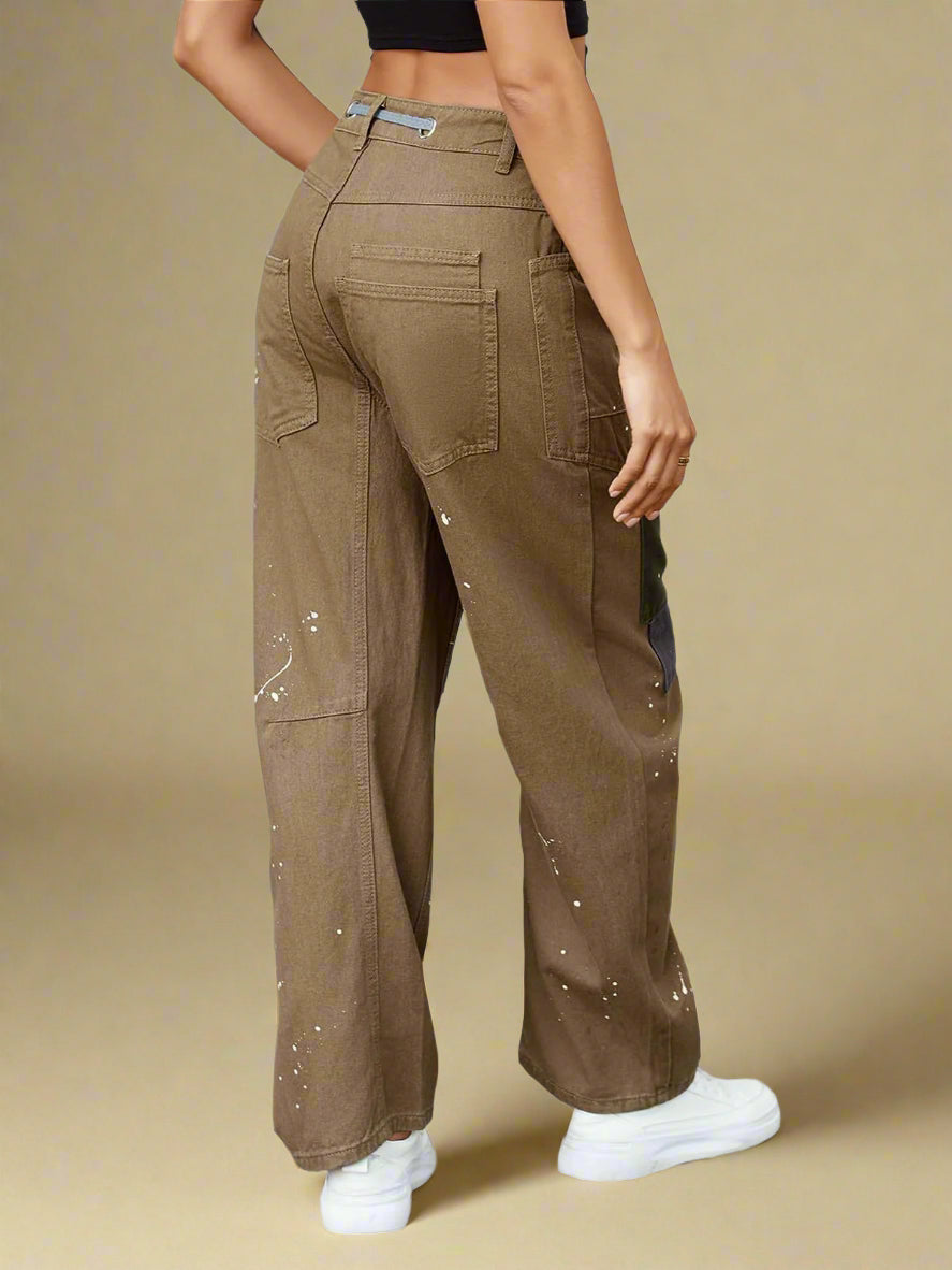 Felixa | Patchwork Wide Leg Drawstring Jeans