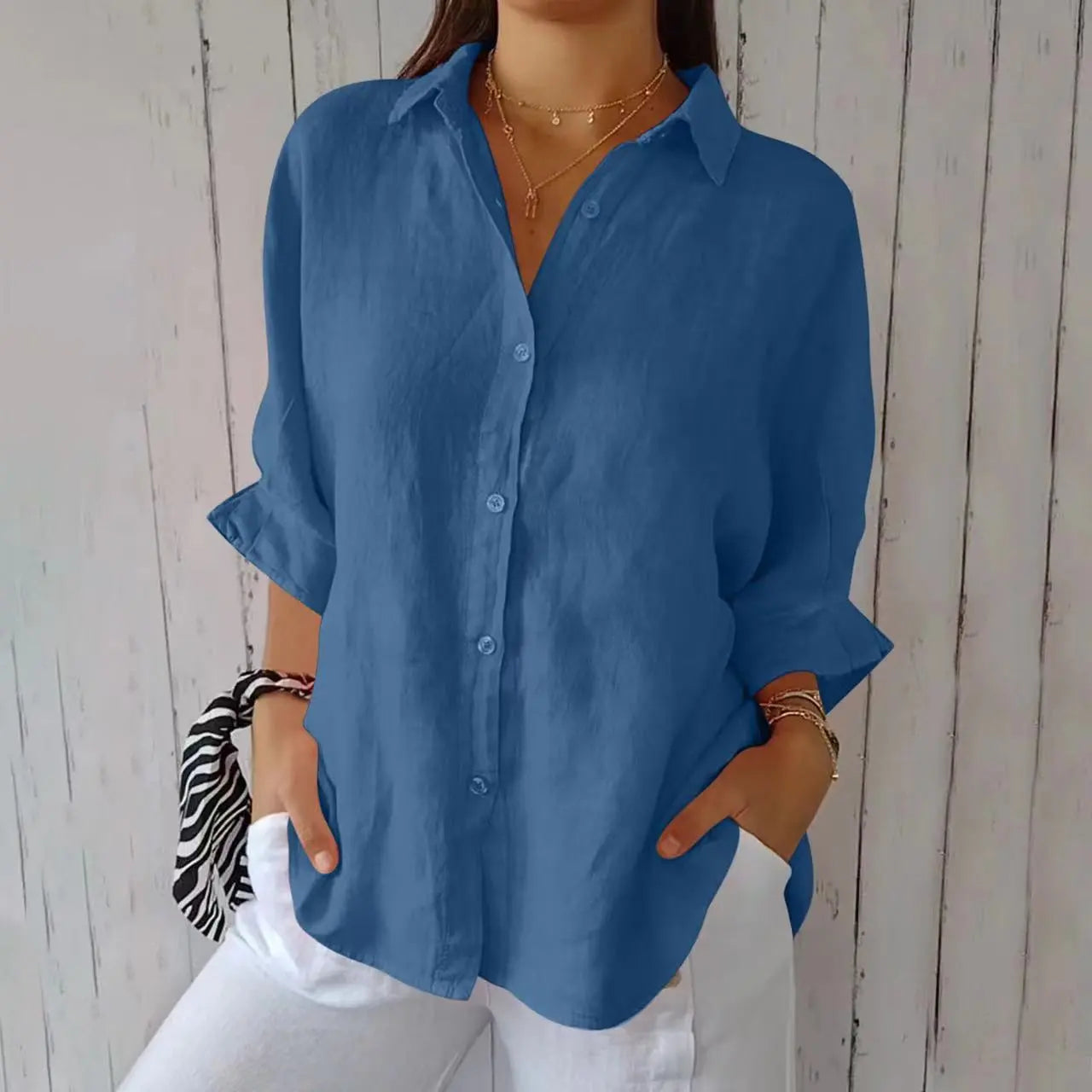 Aelita | Collared Button Front Relaxed Fit Shirt