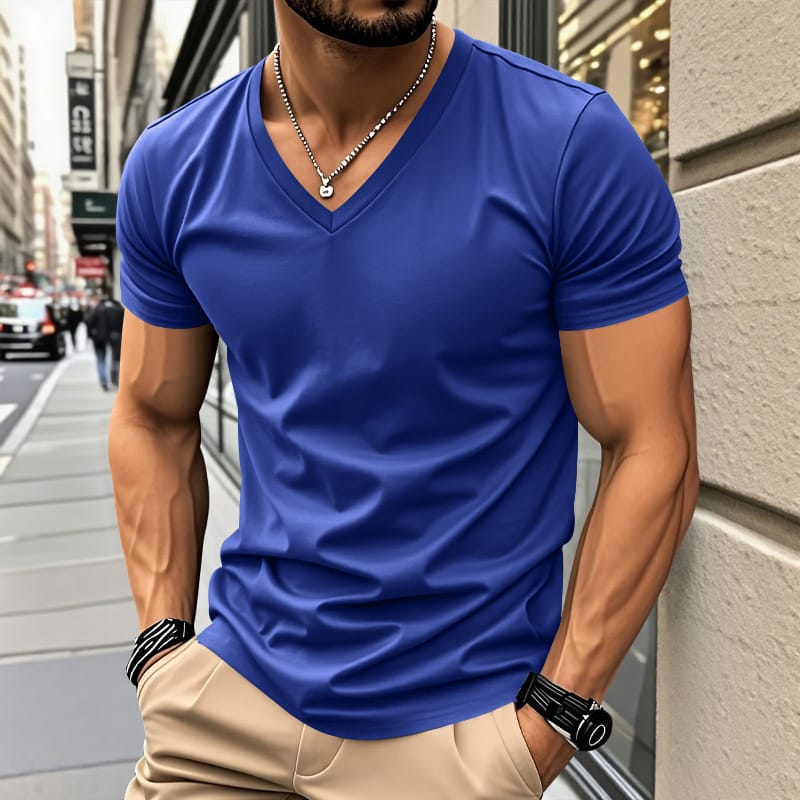 Railson | V-Neck Short Sleeve Cotton T-Shirt