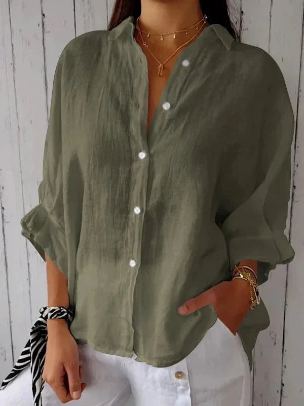Aelita | Collared Button Front Relaxed Fit Shirt