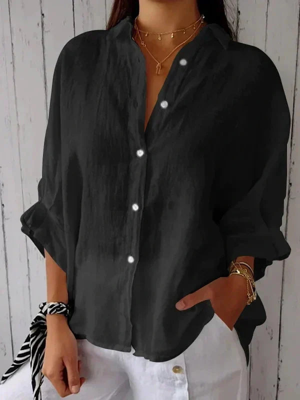 Aelita | Collared Button Front Relaxed Fit Shirt
