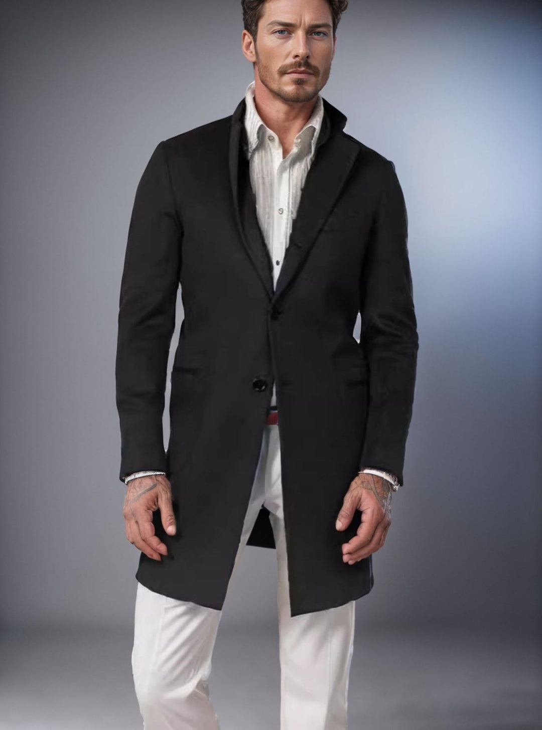 Grahame | Longline Coat with Notched Lapels