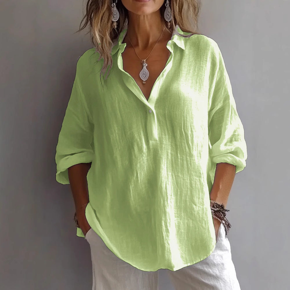Fotoula | Shirt Long Sleeve Collared Crinkle Top