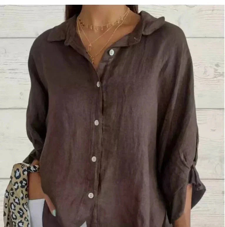 Aelita | Collared Button Front Relaxed Fit Shirt