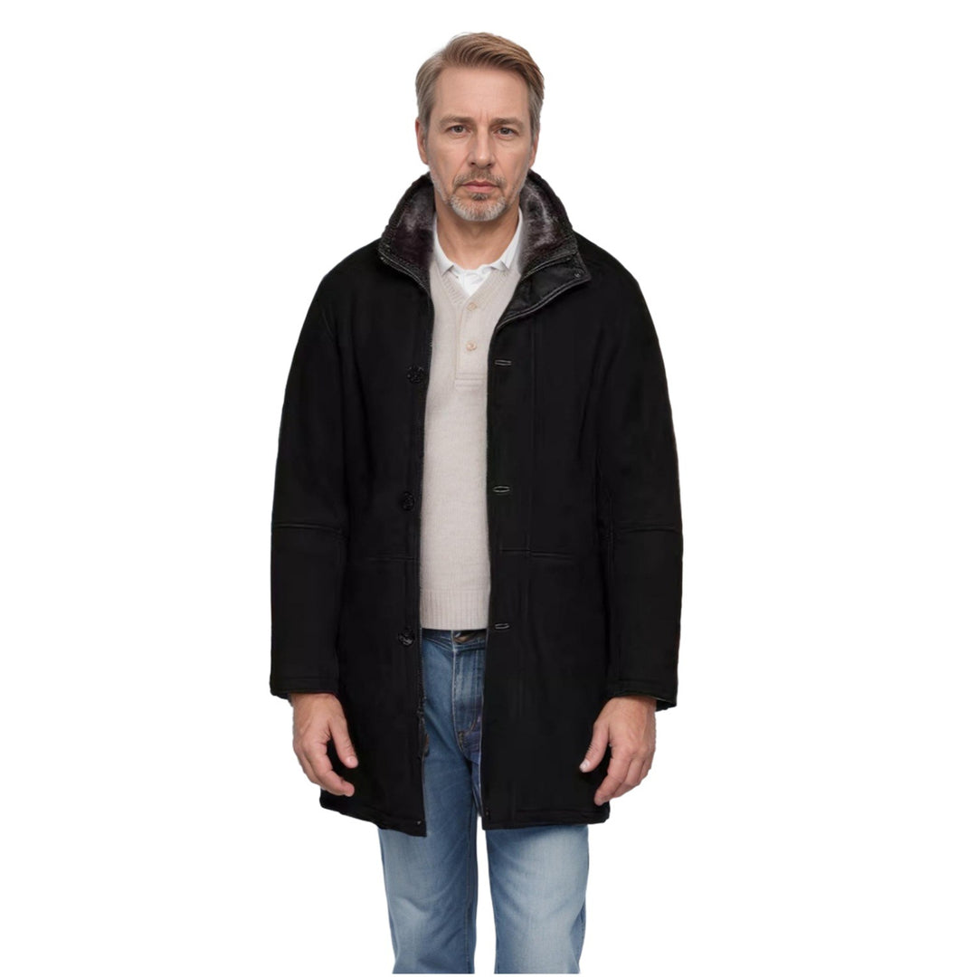 Derek | Mid-Thigh Coat with Plush Collar and Buttons