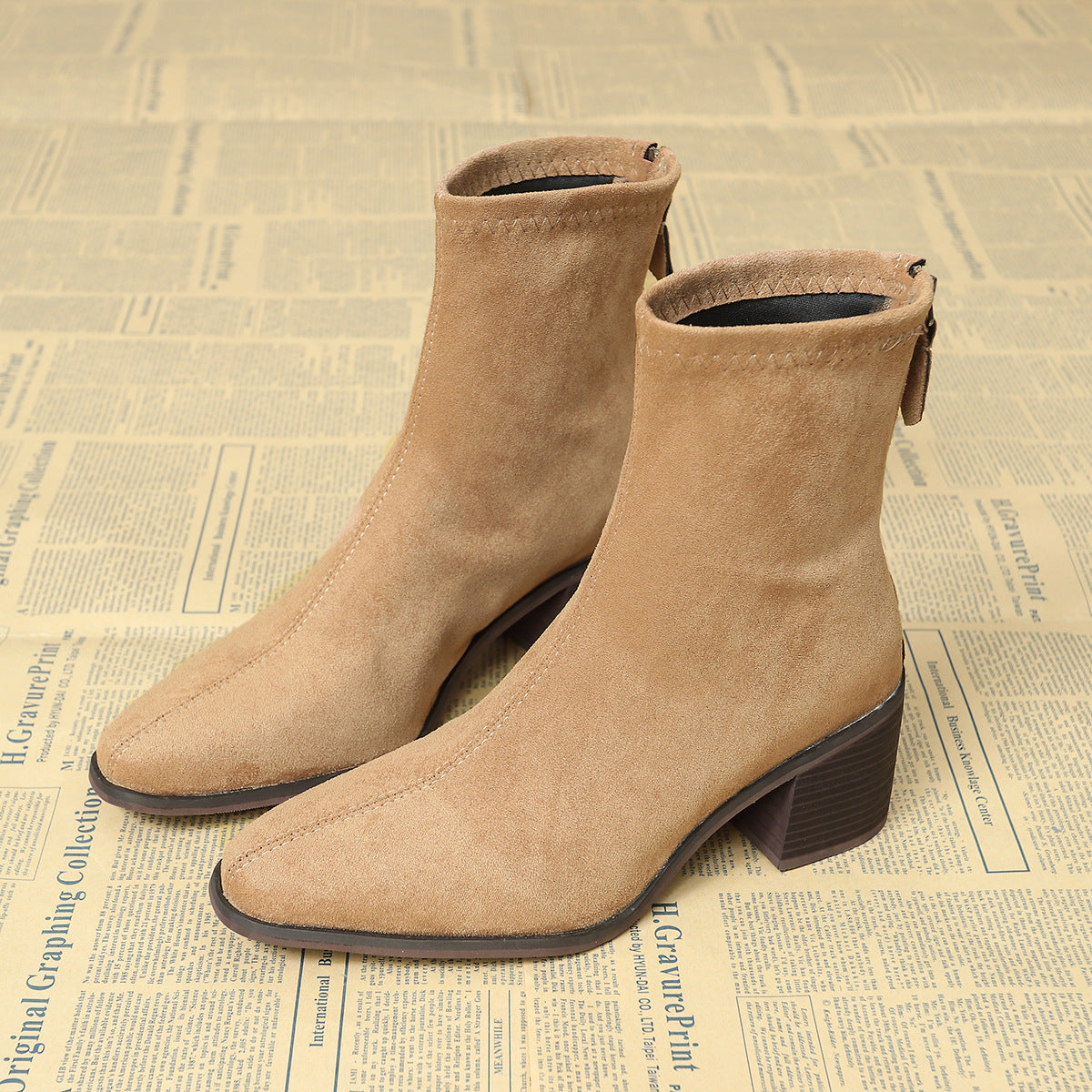 Sheley - Pointed Toe Block Heel Ankle Boots