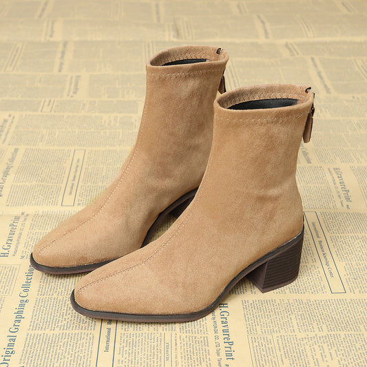 Sheley - Pointed Toe Block Heel Ankle Boots