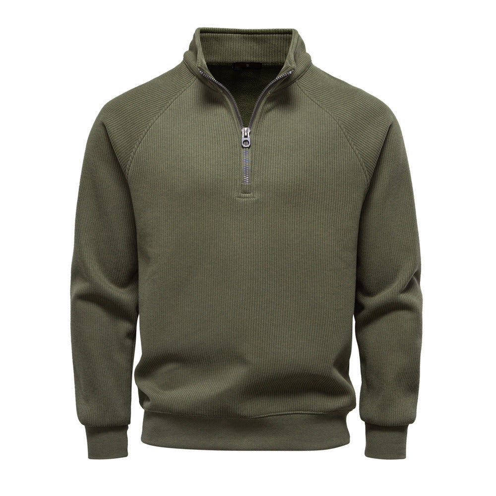 Eduardo | Ribbed Jumper with Quarter Zip and Raglan Sleeves