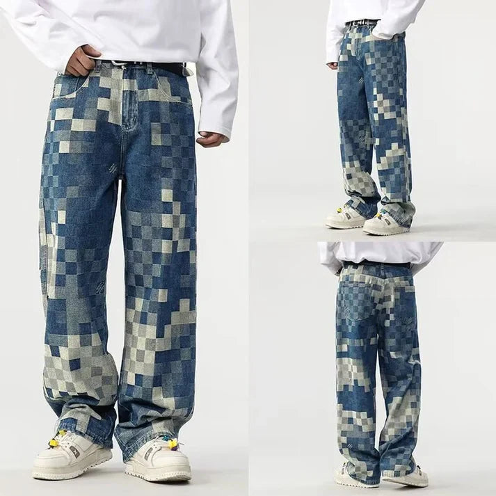 Luc - Wide Leg Mosaic Denim Jeans