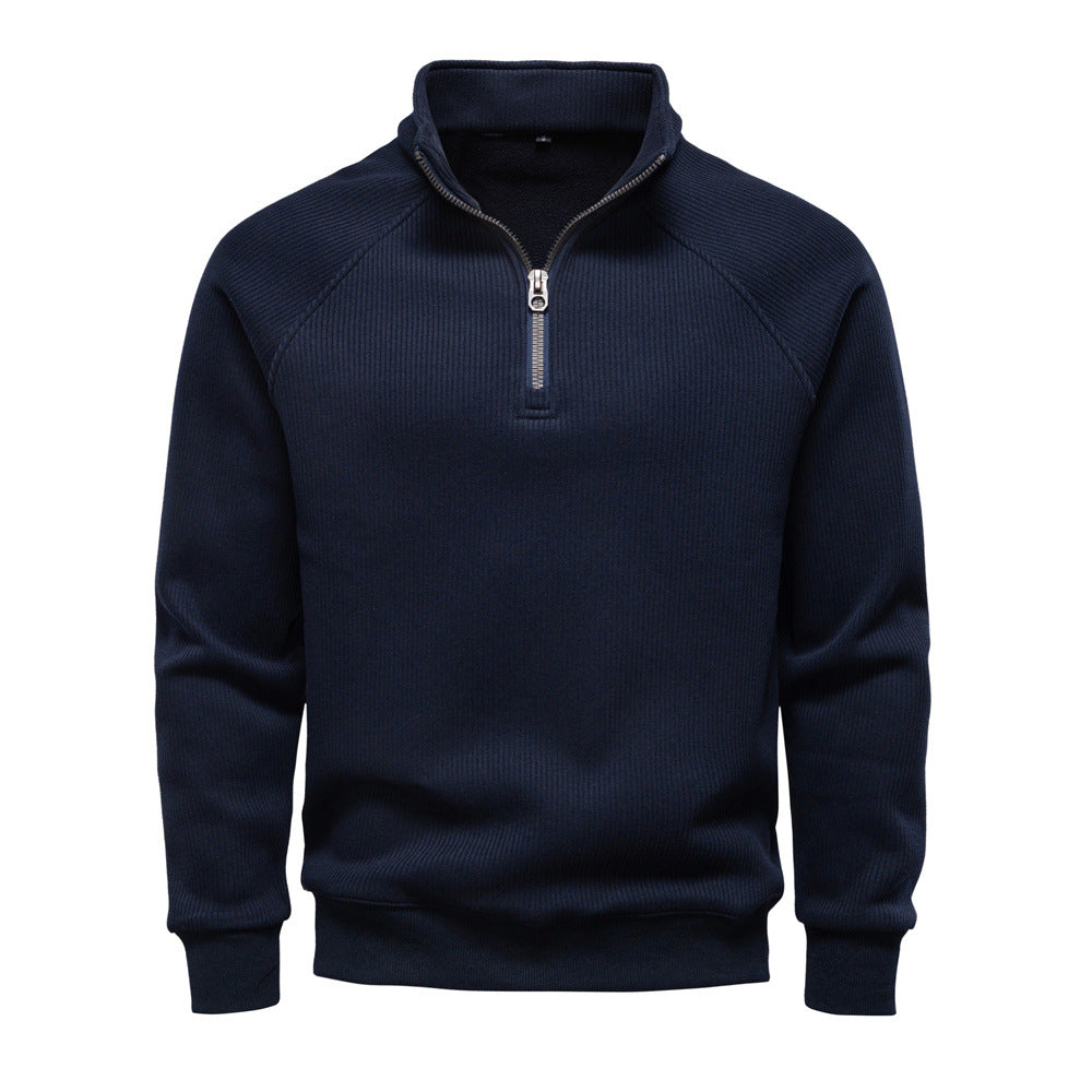 Eduardo | Ribbed Jumper with Quarter Zip and Raglan Sleeves