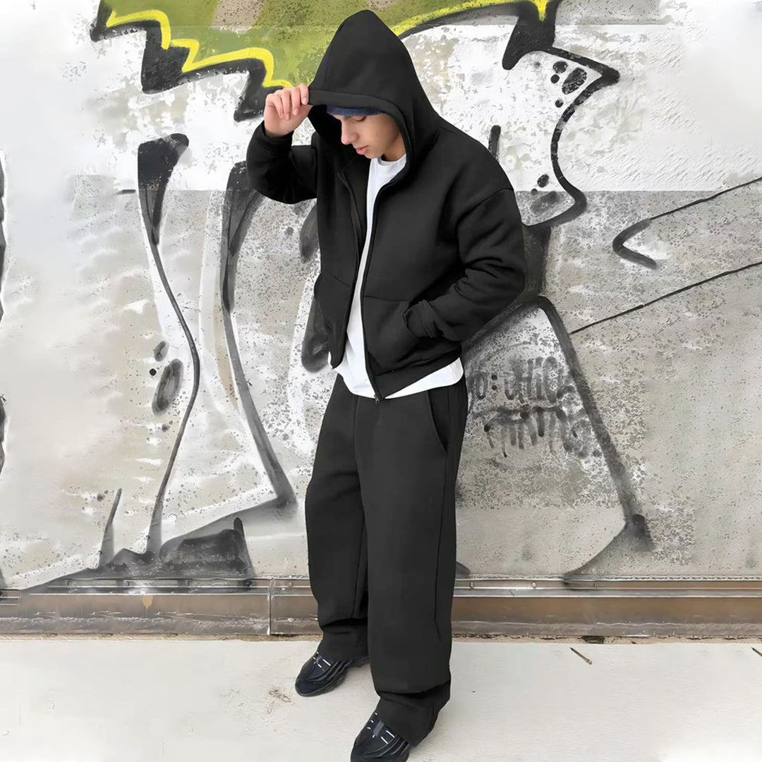 Gertrude | Hoodie and Trousers Set with Zip Front
