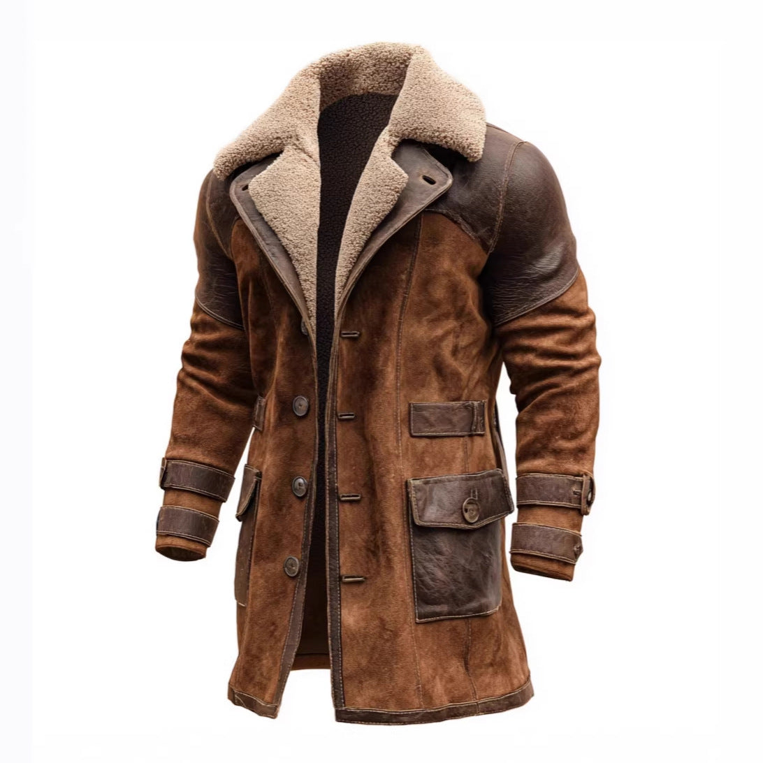 Andreas | Brown Button-Front Coat with Plush Collar