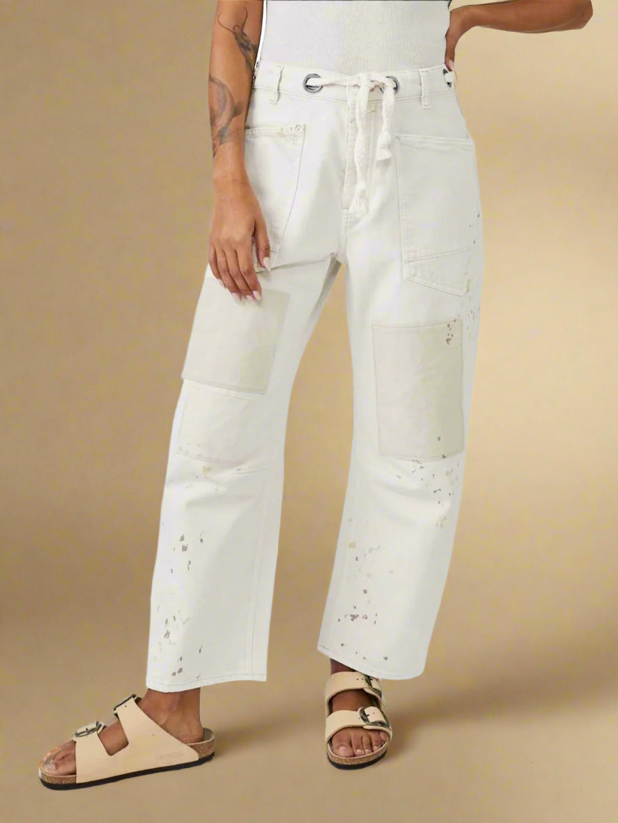 Felixa | Patchwork Wide Leg Drawstring Jeans