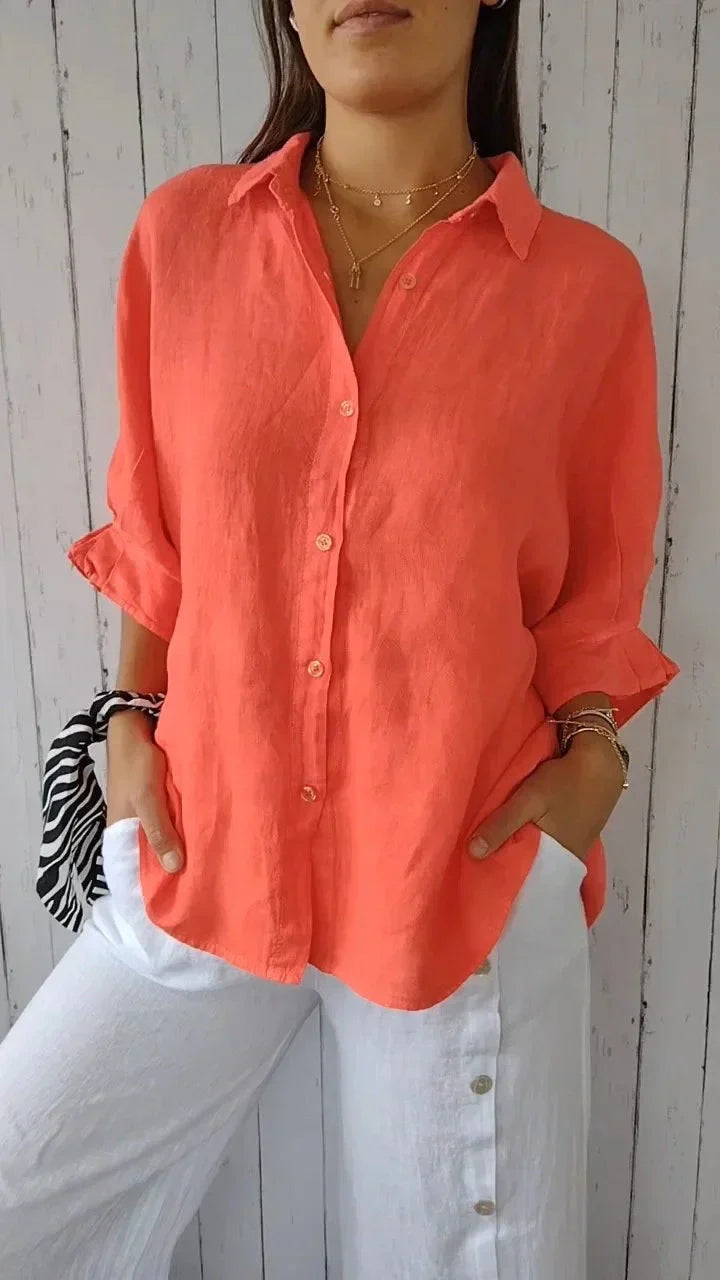 Aelita | Collared Button Front Relaxed Fit Shirt