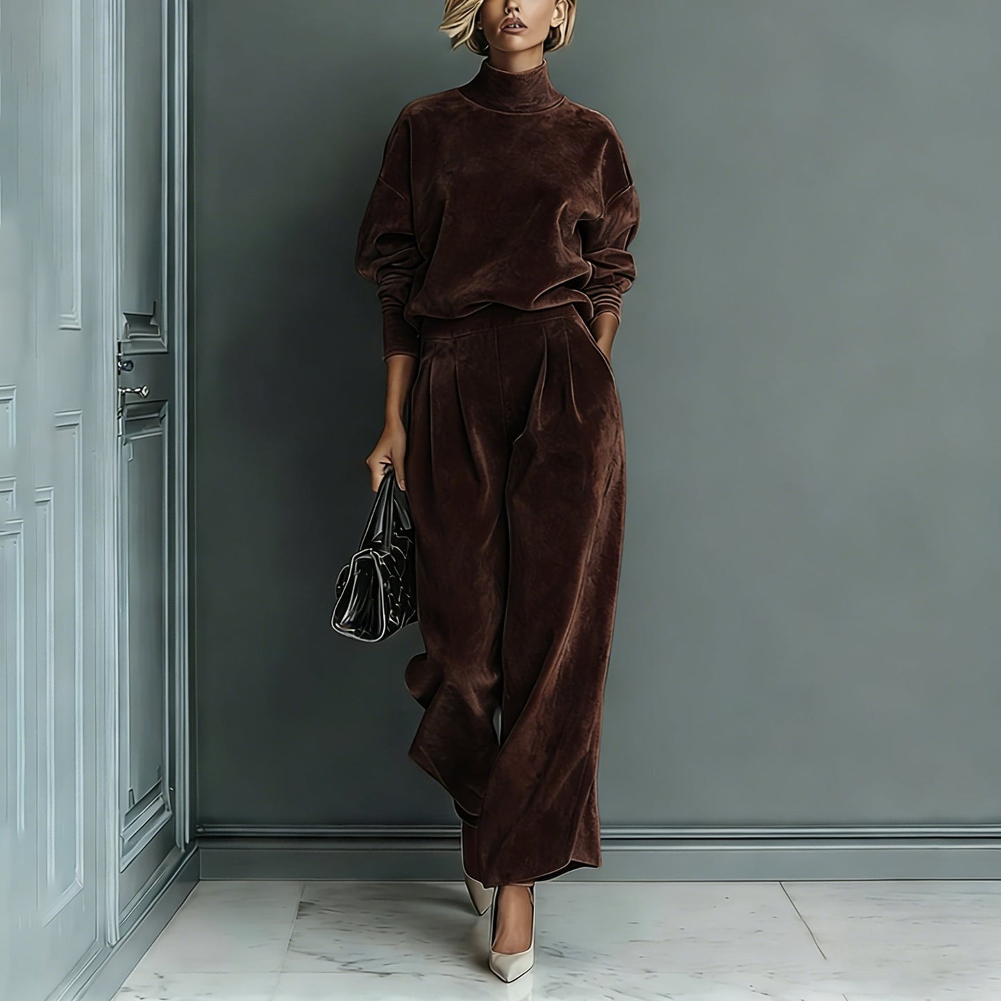 Lironah | High Neck Long Sleeve Two Piece Set